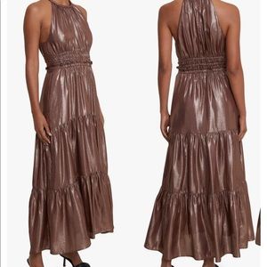 A.L.C Elara Tiered Sleeveless Metallic Dress